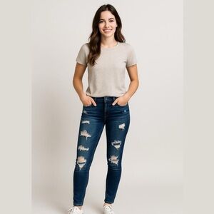 2/$30 Aeropostale Super Skinny Distressed Jeans Dark Wash y2K Denim 27/28